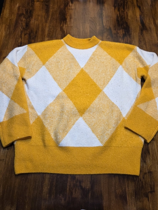 Zara Sweaters - Zara Argyle Jacquard Knit Sweater sz small Oversized Cozy Colorblock